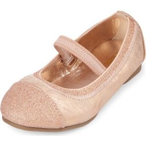 Toddler Girls Rose Gold Sparkle Toe Ballet Flat